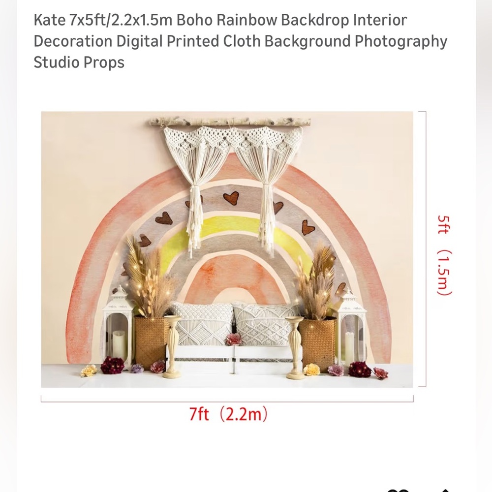 Kate rainbow backdrop boho 7x5